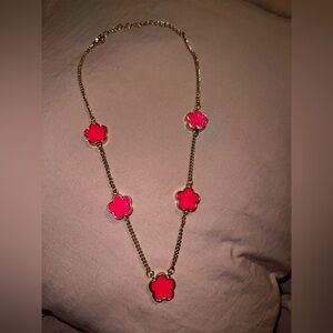 Gold and Pink Flower Necklace